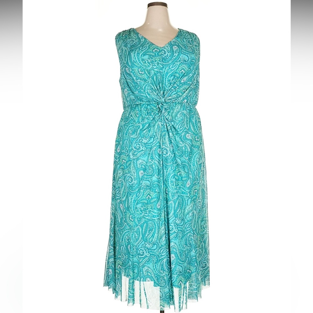 Isaac mizrahi live 🆕 no tags Elegant Teal‎ Paisley Dress